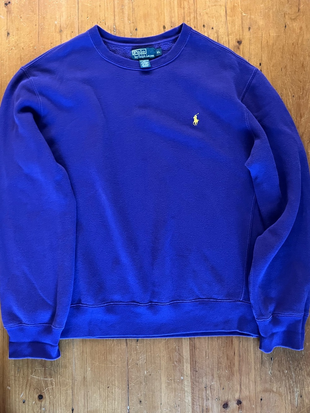 Ralph Lauren Polo Vintage Y2K Grape-Purple Crewneck Sweatshirt Yellow Logo